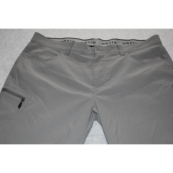 Orvis Fishing Tech Pants Mens Size 38 x 30 Stretch Nylon Blend Gray Zip Cargo - Picture 2 of 7
